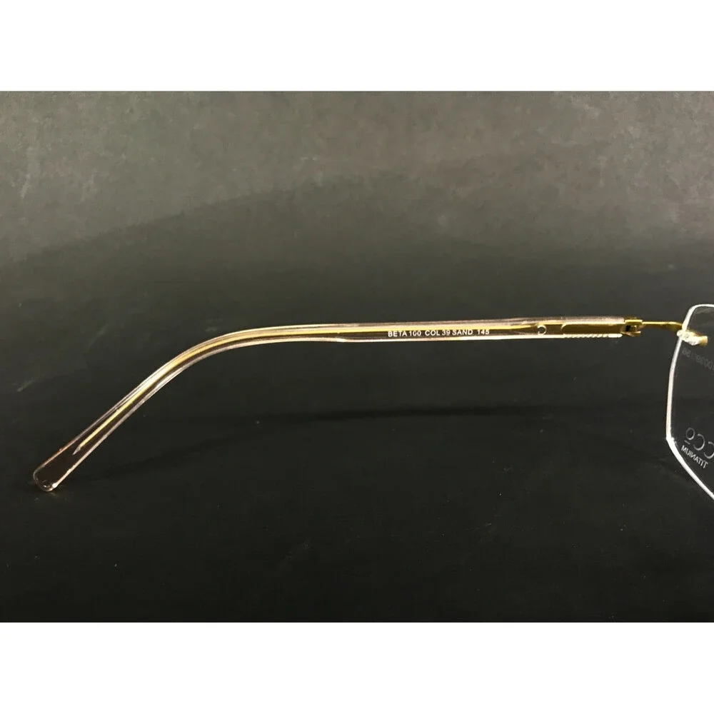 Tocco Eyeglasses Frames BETA 100 COL 39 SAND Gold Rectangle Titanium 55-17-145